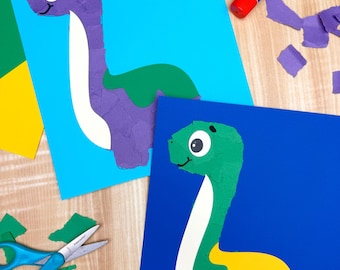 Torn Paper Dinosaur Craft Template | Simple Dino Project For Kids | Craft For Boys