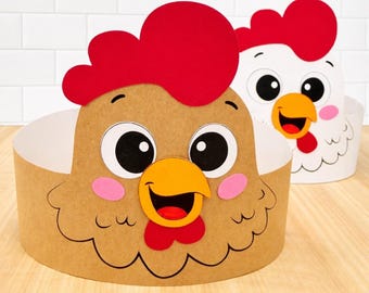 Chicken Headband Craft Template | Farm Unit Study Activity | TK Classroom Idea | Class Centers Craft