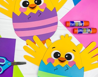 Handprint Easter Chick Craft Template | Prek Easter Craft | Handprint Keepsake For Kids