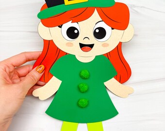 Girl Leprechaun Craft Template | St. Patricks Craft For Kids | March First Grade Idea