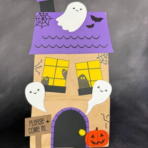 Haunted House Paper Bag Craft Template | Printable Halloween Activity ...