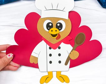 Chef Turkey Disguise Craft Template | Turkey Disguise Kit for Kids | Build A Turkey Thanksgiving Idea