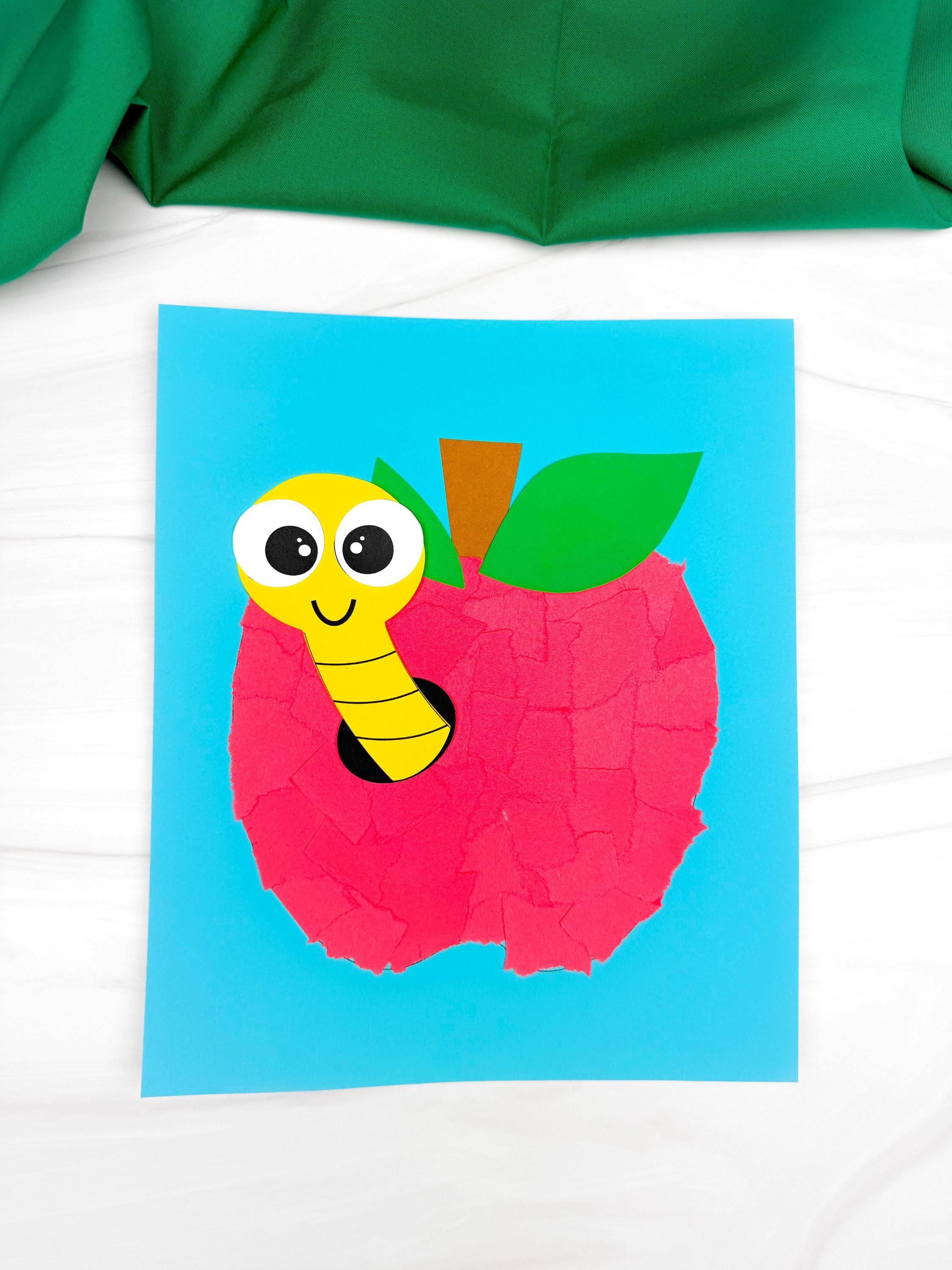 Apple Torn Paper Craft Template | Printable Fall & Back to School ...