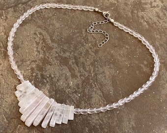 Delicate Rose Quartz Fan Collar