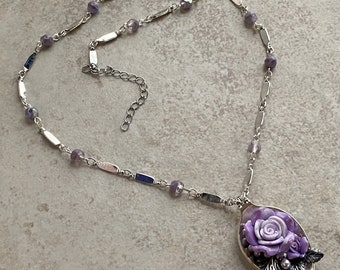 Fun to Wear Spoon Necklace in Lavender and Silver