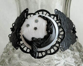 Butterfly Moon Maiden Bracelet in Black and Mother of Pearl