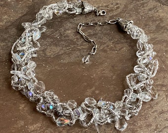 Ice Braided Collar in Silver and Crystal