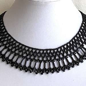 Black Netted Glass Beaded Collar