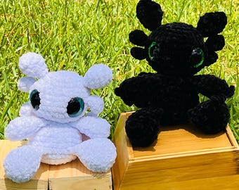 かぎ針編みのトゥースレス＆ライトフューリーぬいぐるみ：手作りドラゴン編みぐるみ