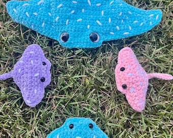 Crochet Stingray Plushie Stuffed Animal Amigurumi Baby Jumbo Pancake