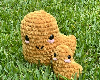 Peluche pépite de poulet au crochet : peluche amigurumi faite main