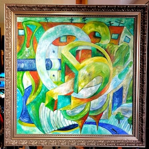 Abstract, Oil Painting, Original, Expressionist, Landscape, Cityscape, One of a kind, Stretched Canvas, Wall art, Large Painting,