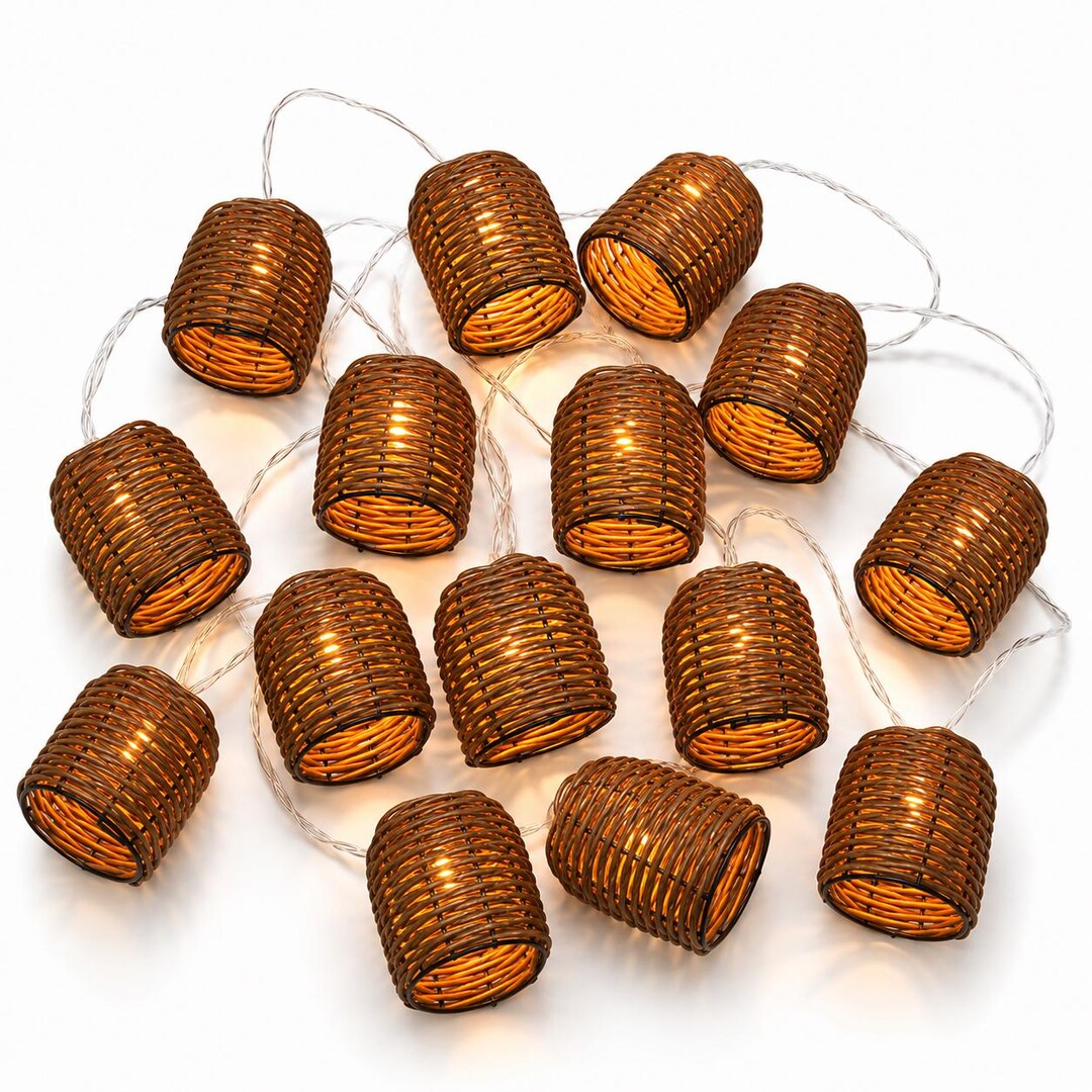 Security Rattan With String Decorative Lantern Rattan String Lights - 15leds/15ft Rattan Wire Ball ...