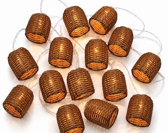 Decoratieve lantaarn rotan lichtslingers-15 leds/15 ft rotan draad bal stijl, indoor outdoor waterdichte patio lichtslinger voor thuis