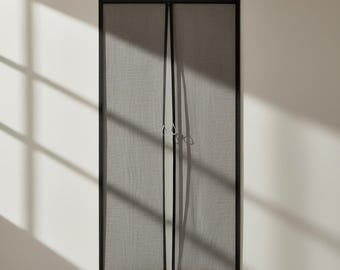 Puerta mosquitera magnética minimalista, cortina de malla negra sólida, panel de cierre automático de 47 x 86 pulgadas.