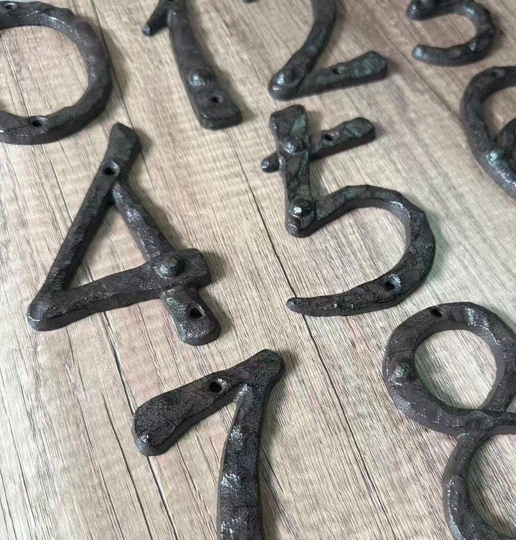 Rustic Cast Iron House Numbers, Handcrafted Metal Address Numbers With ...