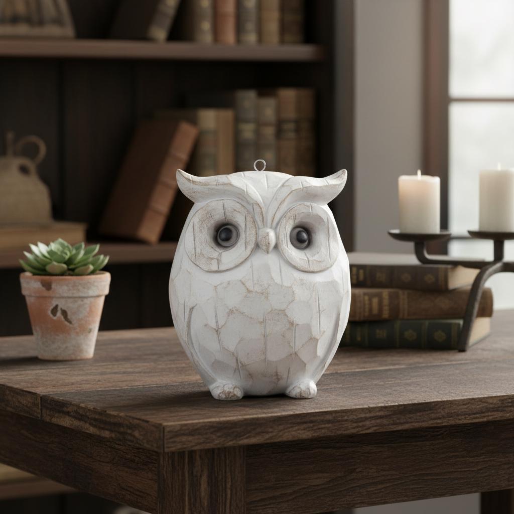 Rustic Owl Rustic Carved Owl Figurine-chubby Owl Decor for Shelf, Desk, Cabinet ...