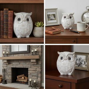 Rustic Carved Owl Figurine-Chubby Owl Decor for Shelf, Desk, Cabinet, or Fireplace Mantel image 5