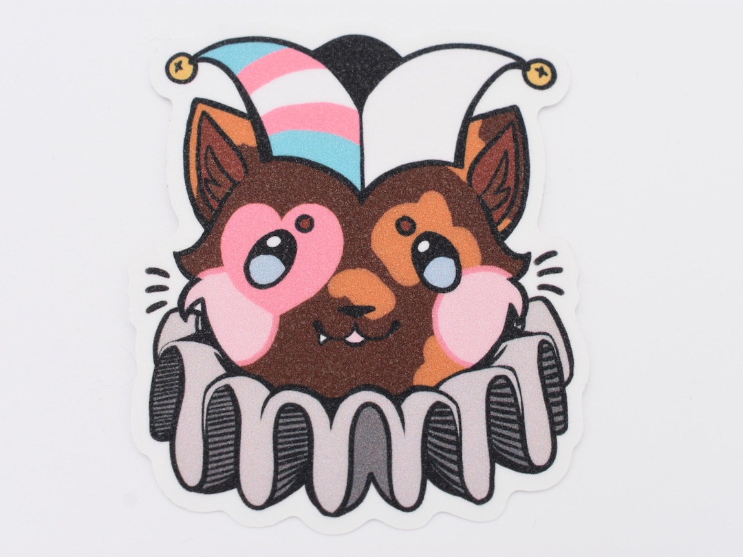 Transgender LGBTQ+ Pride Flag Clown Cat 3" (7.5 Cm) Vinyl Glitter ...