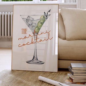 Martini Cocktail Print: Vintage Bar Art, Retro Kitchen Decor (Digital Download)