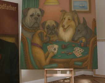 Hunde spielen Poker Leinwand: Humorvolles Vintage Spielzimmer Dekor
