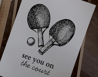 Retro tafeltennisposter: handgetekende tafeltenniskunst