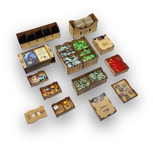Insert for The Quacks of Quedlinburg + Expansions | Board Game Organizer for Herb Witches & Alchemists | Fits sleeved cards | HDF/Plywood