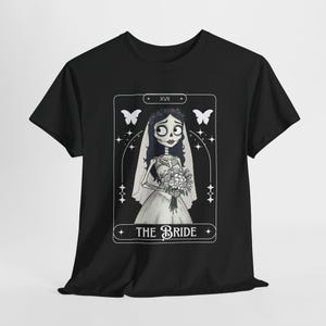 Koszulka z kartą tarota Skeleton Bride Dark, Koszulka z kartą tarota The Bride, Koszulka Corpse Bride, Koszulka z panną młodą, Wieczór panieński, Tarot Bride