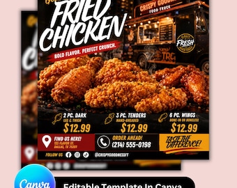 Dinner Sale | Chicken Deal Social Media Post Template | Restaurant Marketing Flyer | Fast Food Promo Instagram Post | Editable Canva Design