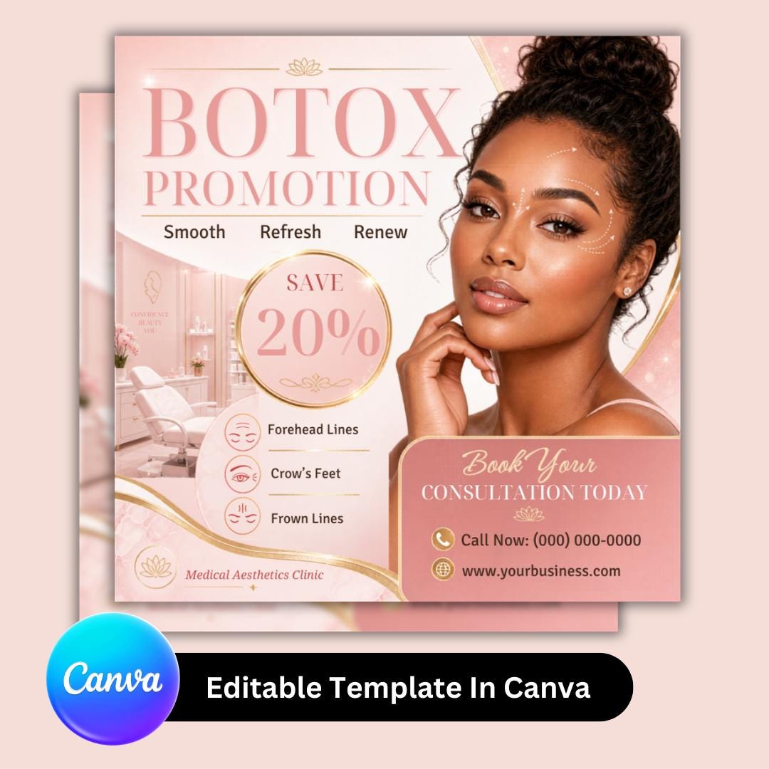 Botox Treatment Flyer Template, Aesthetic Clinic Instagram Post, Beauty ...