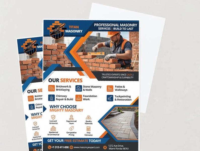 Masonry Service Flyer Template – Brick and Stone Work Flyer – Mason ...