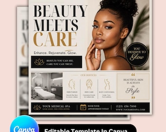Editable Medical Spa Social Media Flyer | Aesthetic Clinic Promotion Template | Beauty Service Advertisement