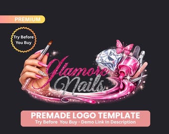 Stylish Nail Technician Logo Design | Feminine Makeup | Beauty Business Branding Template | Editable Corjl