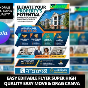 Property Management Flyer Template – Real Estate Management Flyer – Rental Property Advertising – Property Manager Marketing – Editable