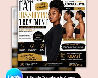 Non Surgical Fat Dissolving Flyer Template | Editable Med Spa Canva Flyer | Beauty Treatment Promo | Body Sculpting Ad Template