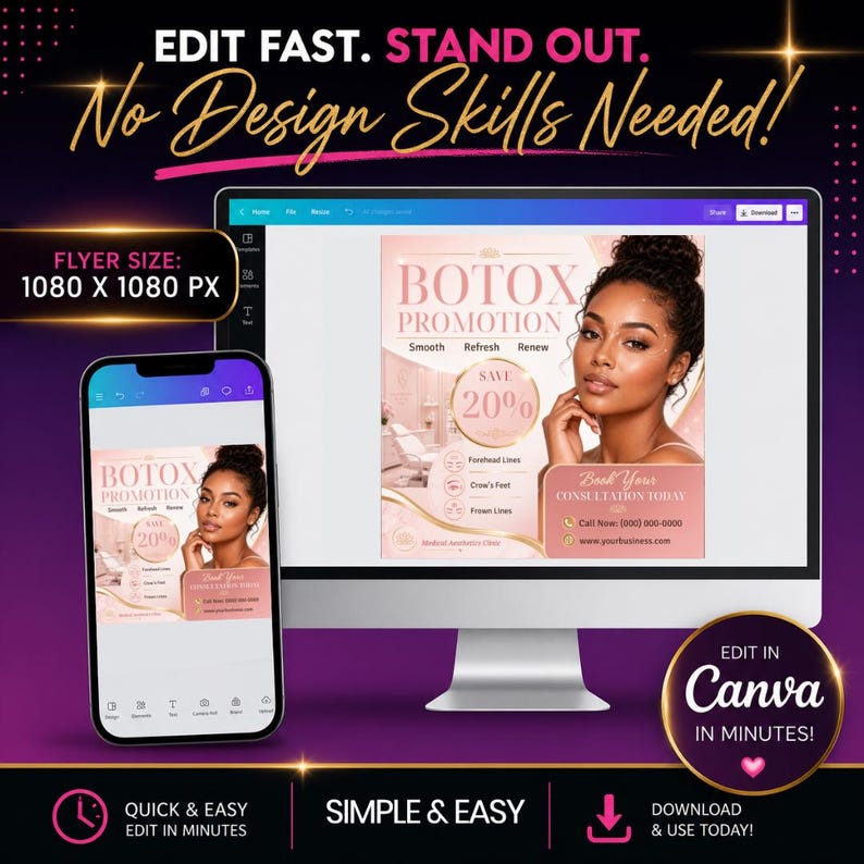 Botox Treatment Flyer Template, Aesthetic Clinic Instagram Post, Beauty ...