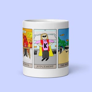 Caneca de café fofa com 5 cartas de tarô Sock Puppet Master