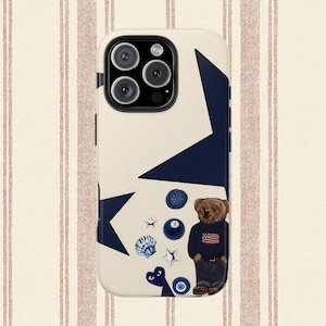 Cute Phone Case Teddy iPhone Case Ralph Lauren Aesthetic, iPhone 16, 15 14 13 12 11 Pro Max Models