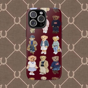 Cute Tough Phone Cases, Teddy iPhone Case Ralph Lauren Aesthetic, iPhone 16, 15 14 13 12 11 Pro Max and Samsung Models