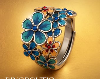 Emaille bloemenring - een gedurfd vleugje luxe