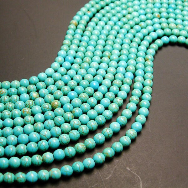 Howlite turquoise 6mm beads full strand 68 pcs