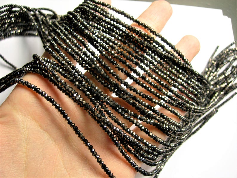 CAA2G179 AA quality Crystal Black charcoal rondelle faceted 3mm x 2mm beads 198 beads