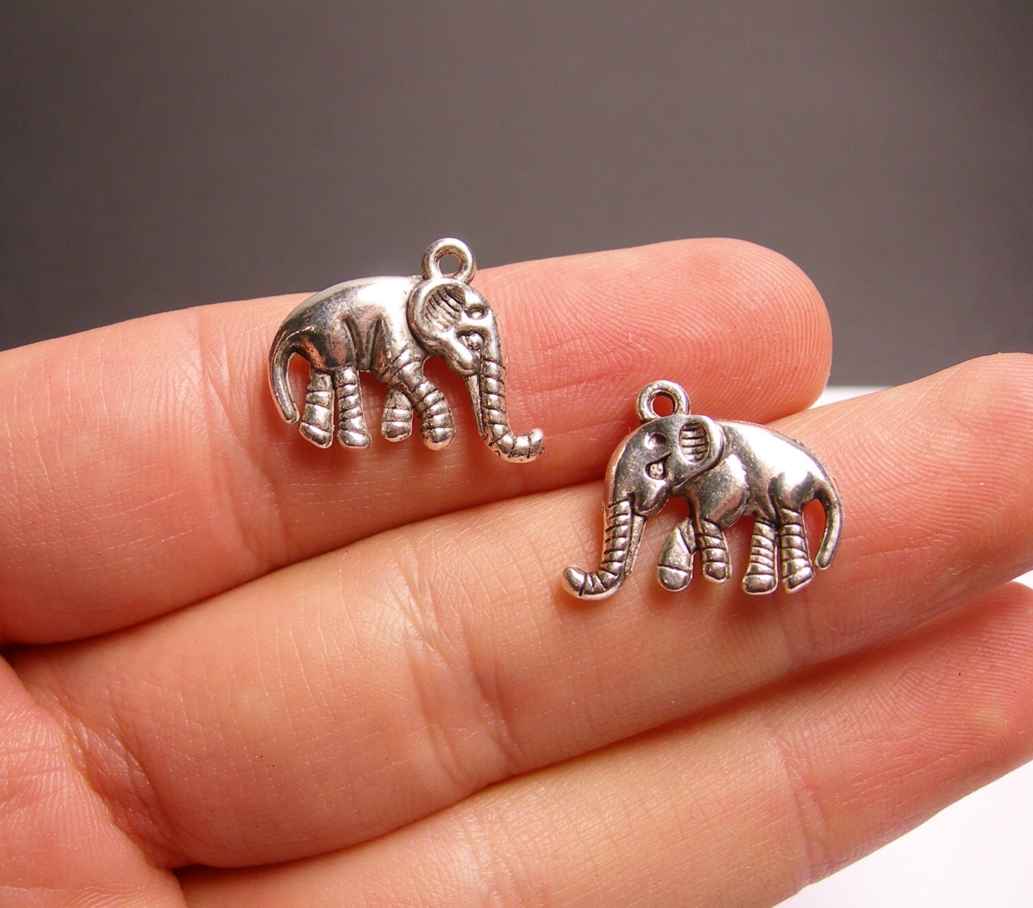12 Elephant charms 12 pcs silver tone elephant charms ASA125