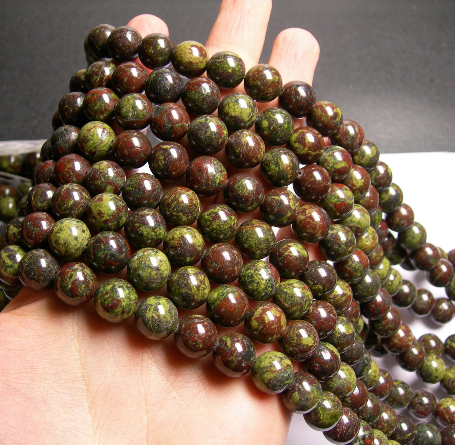Dragons Blood Jasper 12mm Round Beads Full Strand 33 Beads Rfg919