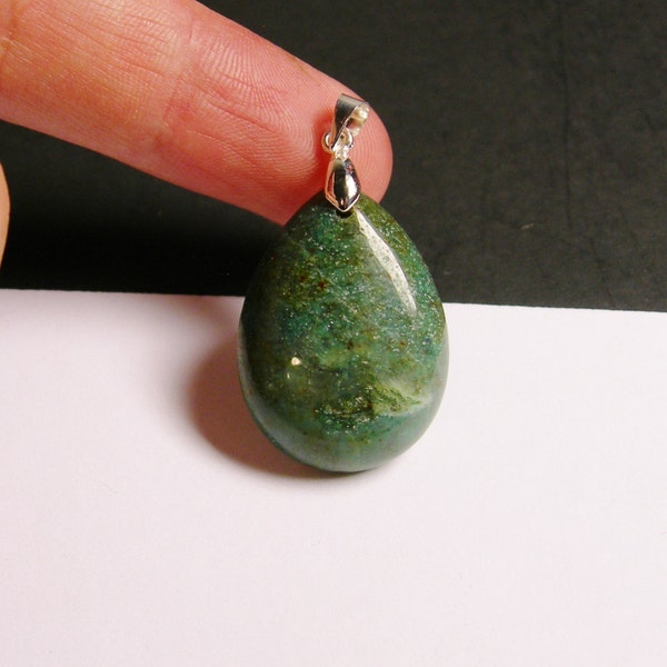 Bloodstone - cabochon pendant - drill on top - bail included - 1pcs