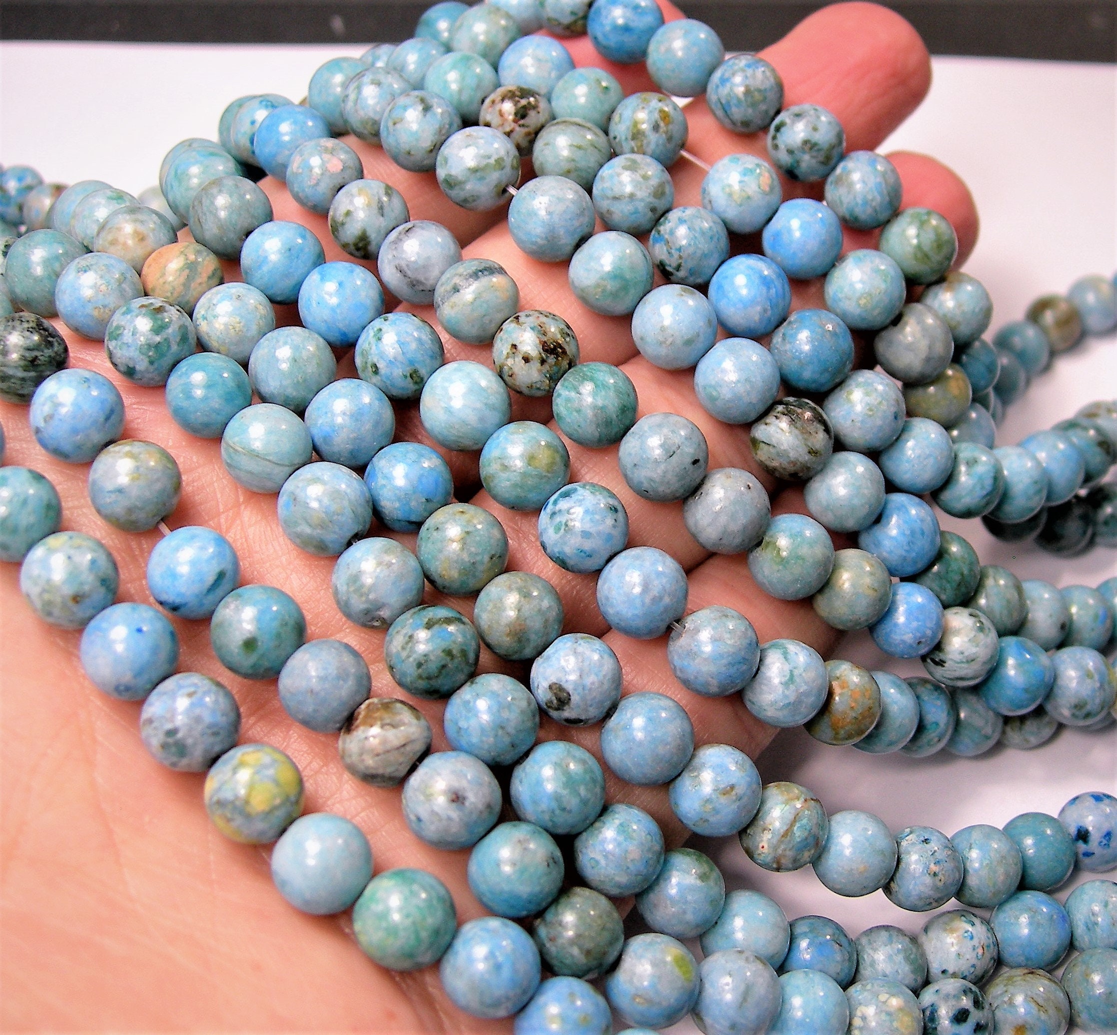 Blue Crazy Lace Agate - 8mm round - 1 full strand - 48 beads - A