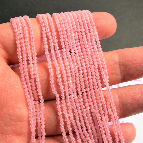 Rose quartz 2mm round - full strand 202 beads - A Quality - PG16