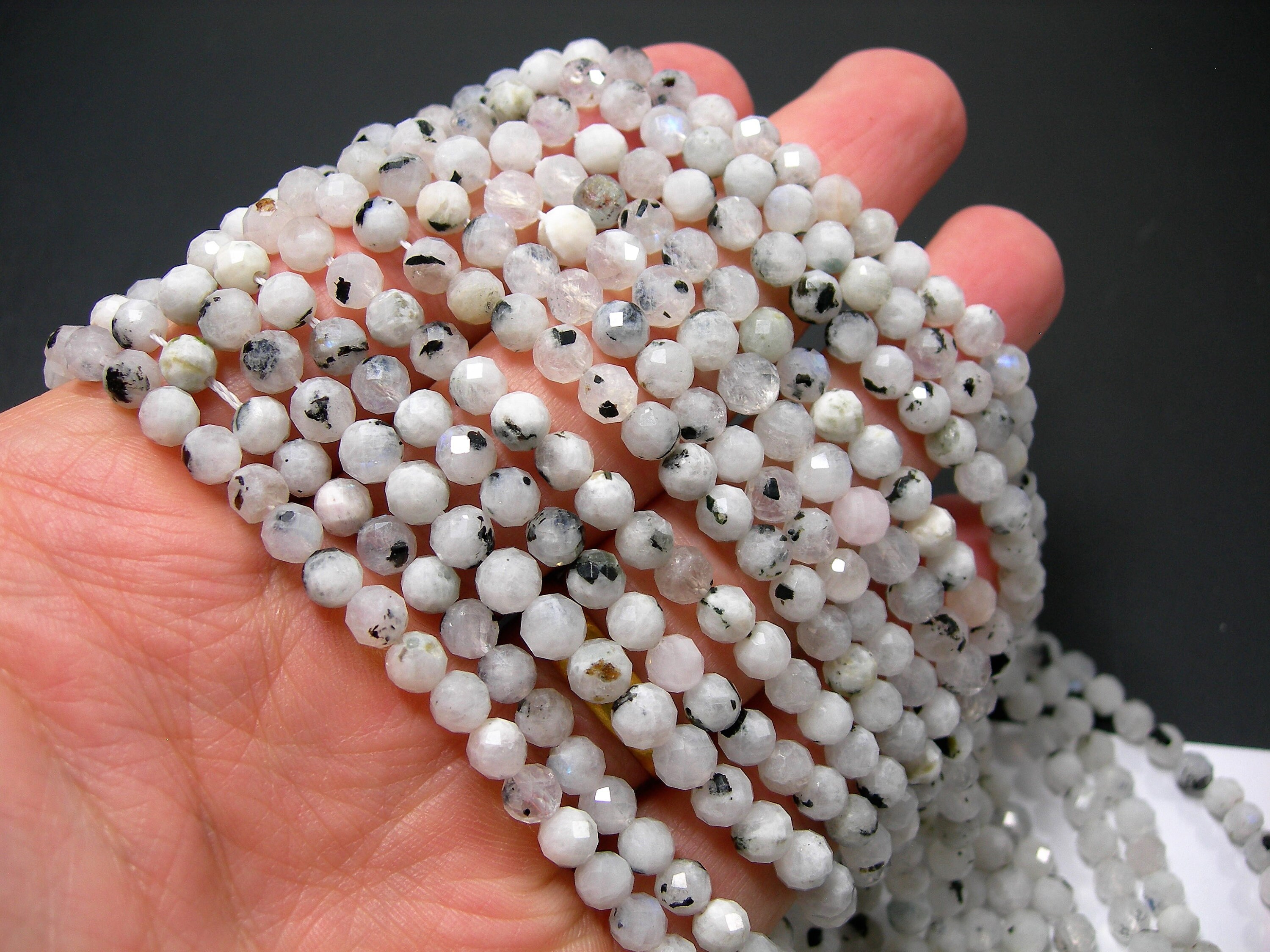 Moonstone 5mm Micro Faceted Round Beads 78 Beads Full Etsy
