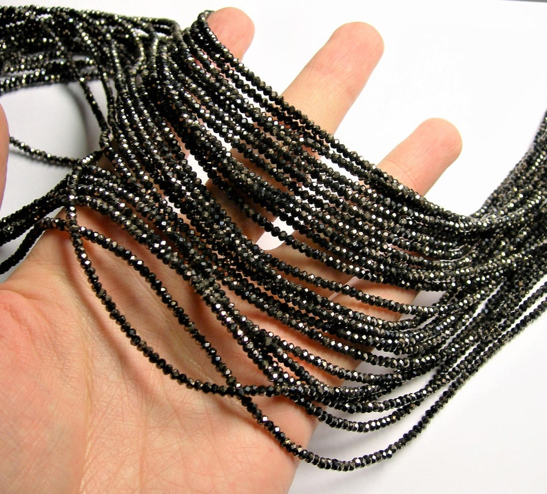 CAA2G179 AA quality Crystal Black charcoal rondelle faceted 3mm x 2mm beads 198 beads