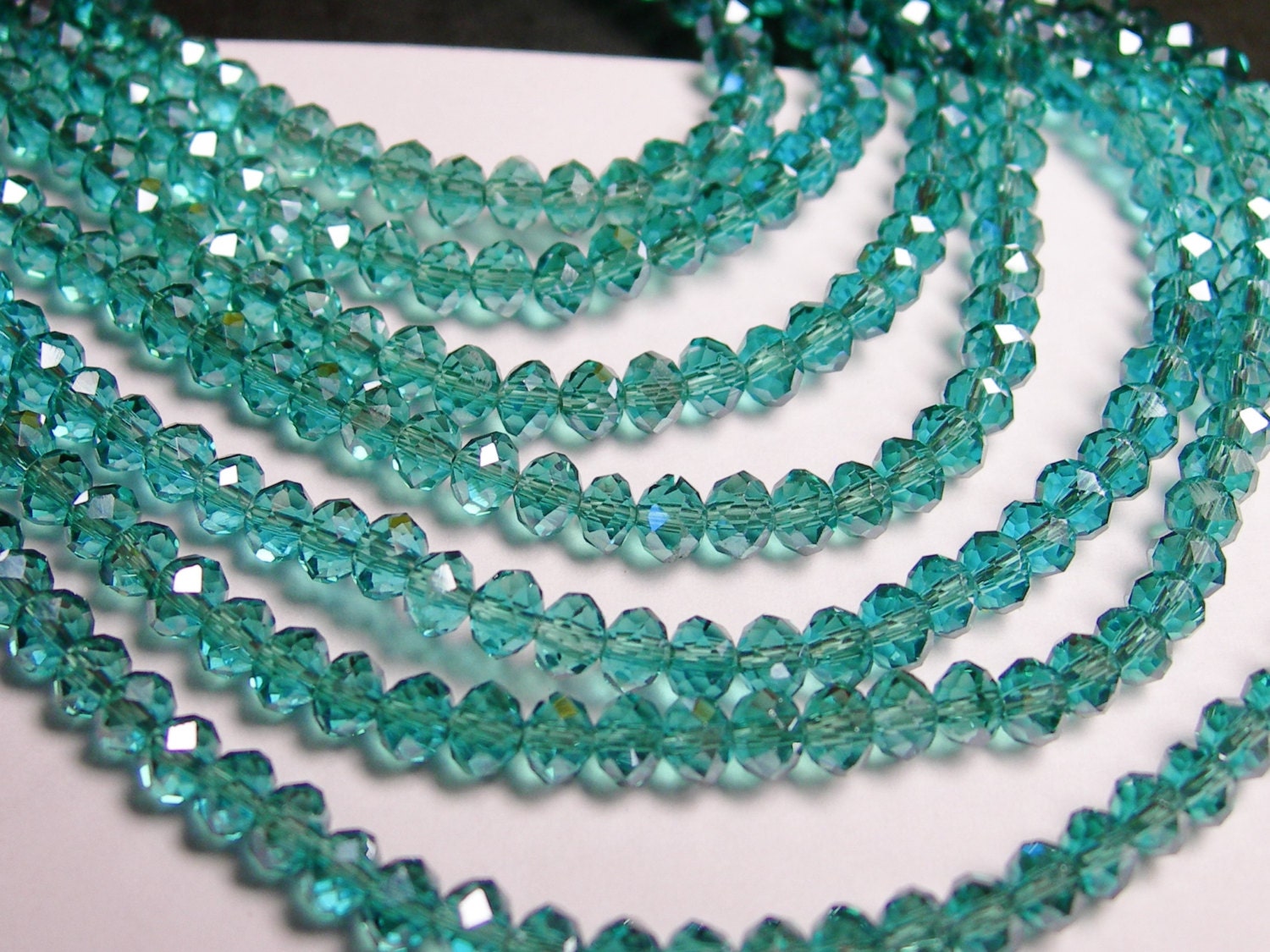 Crystal faceted rondelle - 4mm - 100 beads - aqua - full strand - NCRF2